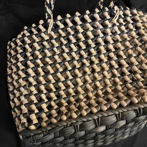 Straw beach bag stylish bag black and tan